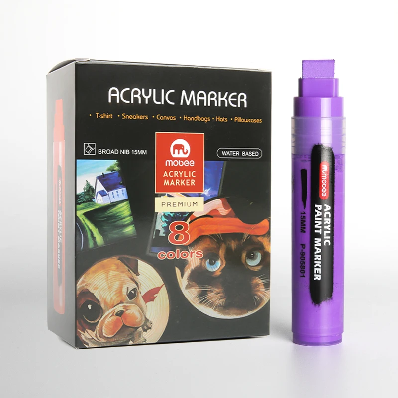 Gxin P-905801 OEM/ODM Available bright colorful Big size acrylic paint marker pens with clip for rock metal glass fabric