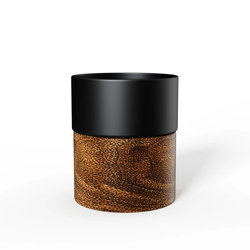 DHPO Custom logo water cup ceramic coffee mug with bamboo bottom Strong magnetic design wooden porcelain mug