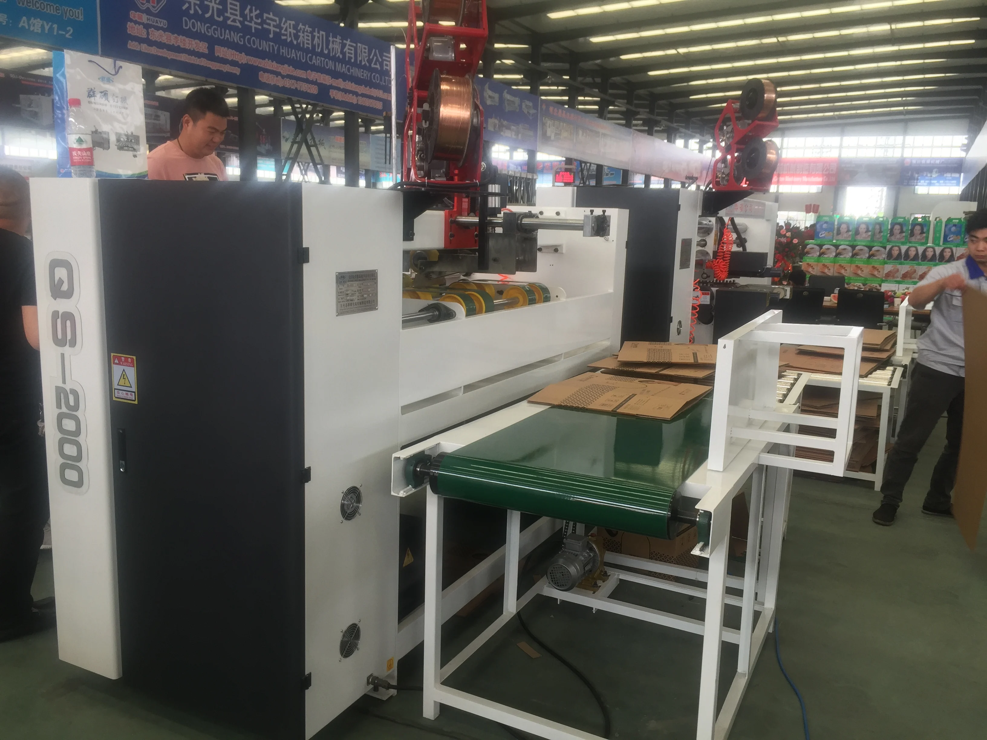 HRB PACK Semi Automatic Double Piece Stitching Corrugated Carton Box Making Machine