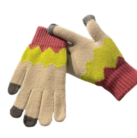 SANSHOU Colorful Touch Screen Jacquard Gloves Knitted Gloves Acrylic Touch Gloves