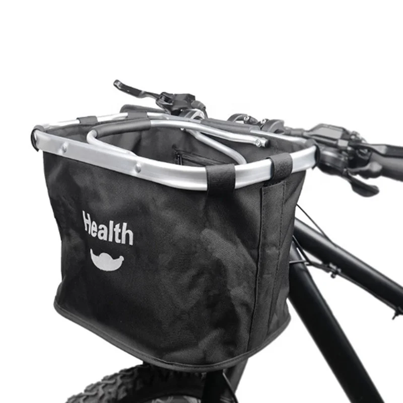 Hot Selling Black Mountain Foldable Bicycle Head Basket Canvas High Capacity 10L Bicycle Front Basket