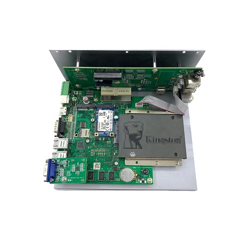 Четырехъядерный безвентиляторный промышленный ПК PCIE J1900, встроенный двойной LAN, двойной COM мини-ПК со слотом pci express