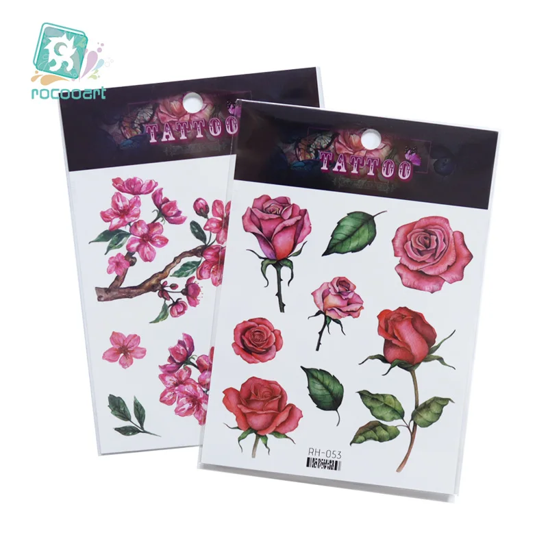 Popular Body Art Tattoo Waterproof Temporary Women Girls Butterfly Rose Flower Tattoo Sticker For Female
