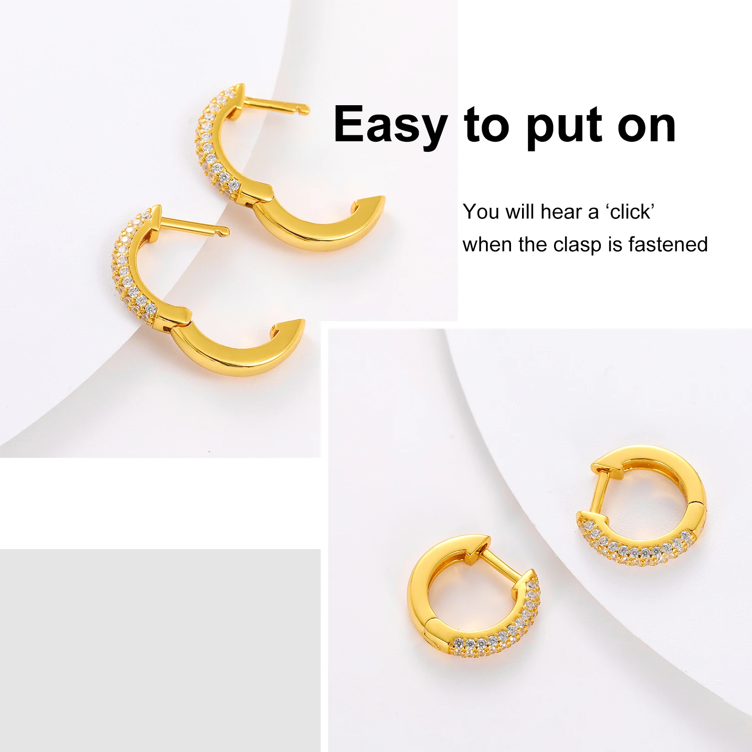 Ювелирные украшения роскошные бусы В18 карат позолоченный стерлингового серебра 925 льдом VVS синтетический бриллиант Huggie серьги в виде колец для мужчин женщин и девушек