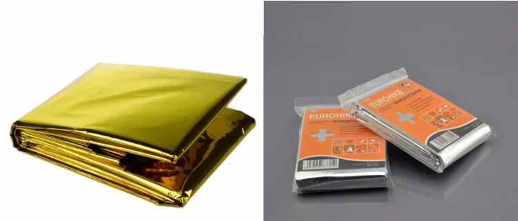 factory direct aluminized PE mylar emergency blanket for outdoors survival camping and first-aid or emergency kit
