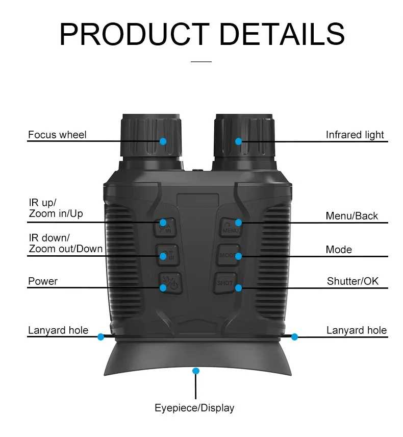 Night Vision Binoculars for Hunting and Camping, NV3280, Full Color, Infrared, Night Vision Goggles, 4K, 8X Digital Zoom