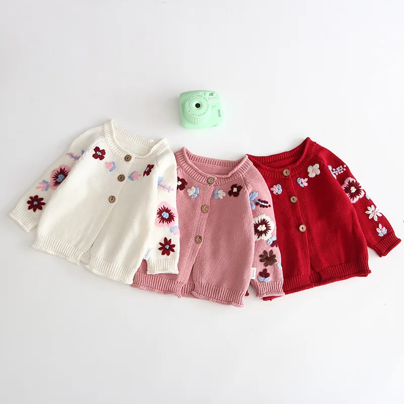 
2019 autumn winter baby girl knitted cardigan children florall knitting outwear coat  (62260212511)