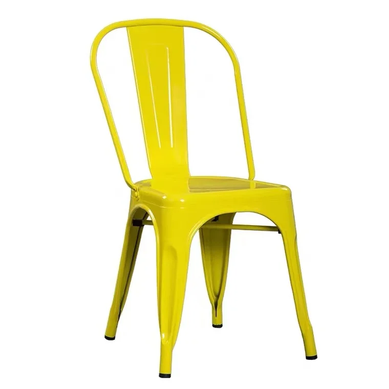 Wholesale Durable Industrial Iron Metal Dining Chairs Stackable Coffee Chair Restaurant Chair