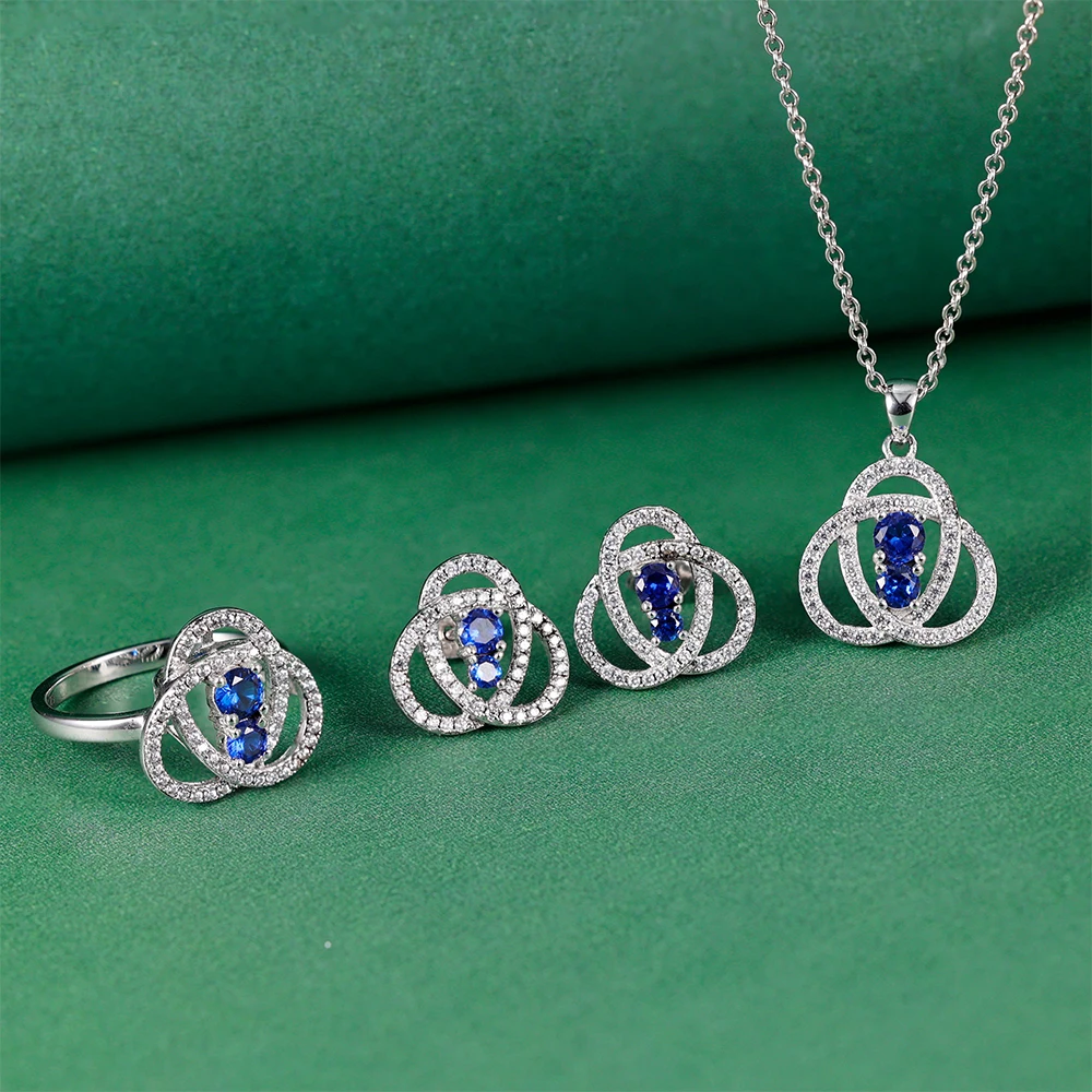 Grace Jewelry Pendants Sapphire Statement Luxury 925 Sterling Silver Wholesale Fashion Jewelry Jewelry Sets For Women