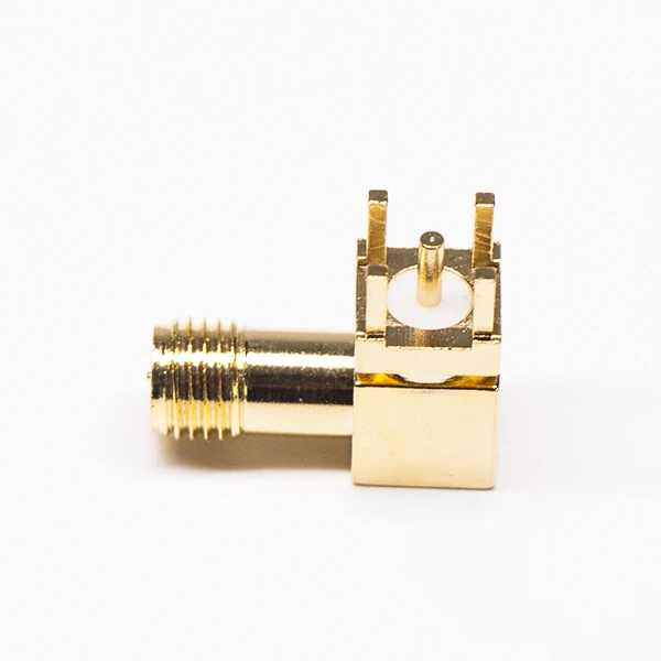 SMA Right Angle Male Coaxial Connector for Panel Mount Four Hole Flange 50 Ohm