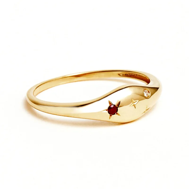 Fine Silver 925 Rings New Symbol 12 Birth Months Astrology Horoscope Gold Plated Zodiac Sign Jewelry Ring
