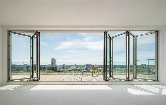 Waterproof bifold door villa exterior terrace aluminium folding door partition folding glass folding patio door system