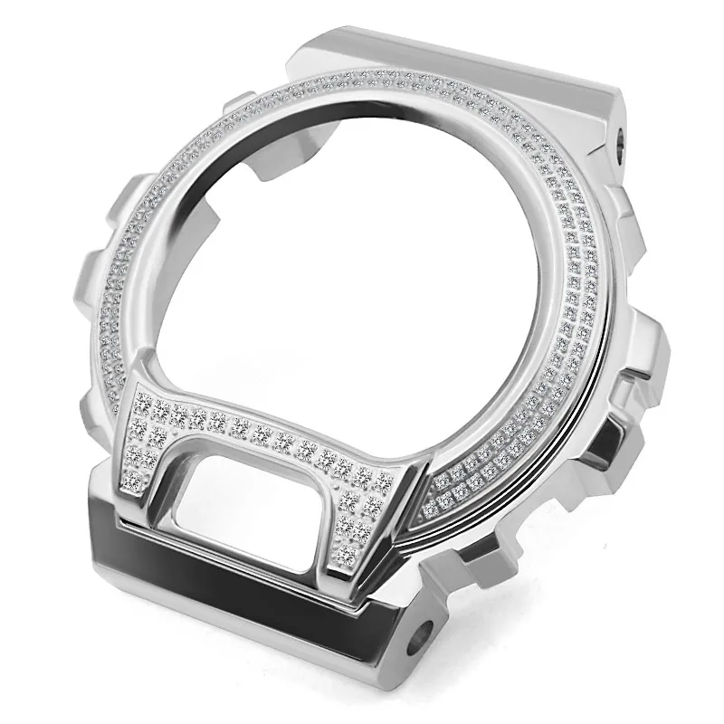 Bling bling iced out diamond case  stainless steel watchband series and  frame metal case dw-6900 bezel