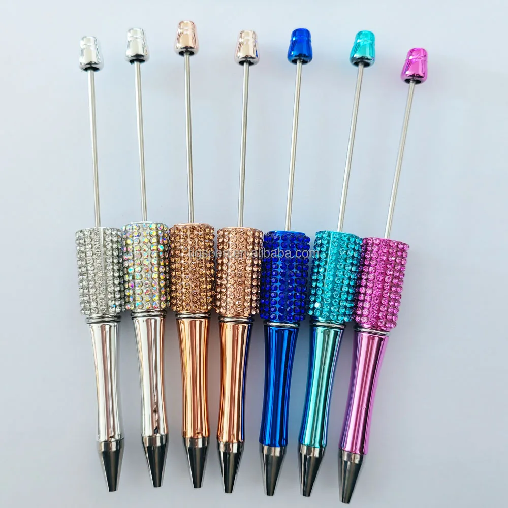 Hot Selling Ballpoint Pen Decorative Beaded Gift Beaded DIY Plastic Ballpoint Pen with Crystal Diamond