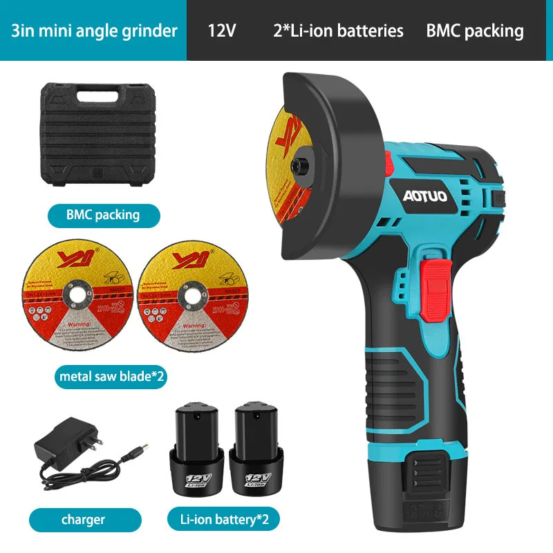 Portable 3 Inch Mini Electric Angle Grinder Small Cordless 12V Rechargeable Lithium Battery Home DIY Polisher Cutting Machine