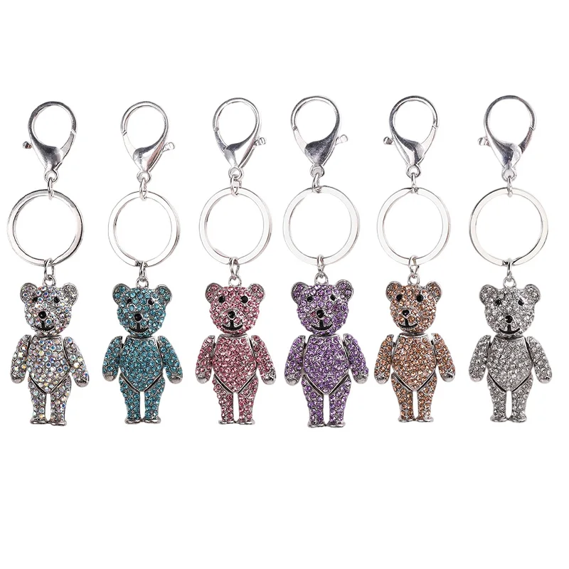 Creative Alloy Diamond Gift key chain pendant Cute delicate Bear series Key chain wallet Key ring bag key chain
