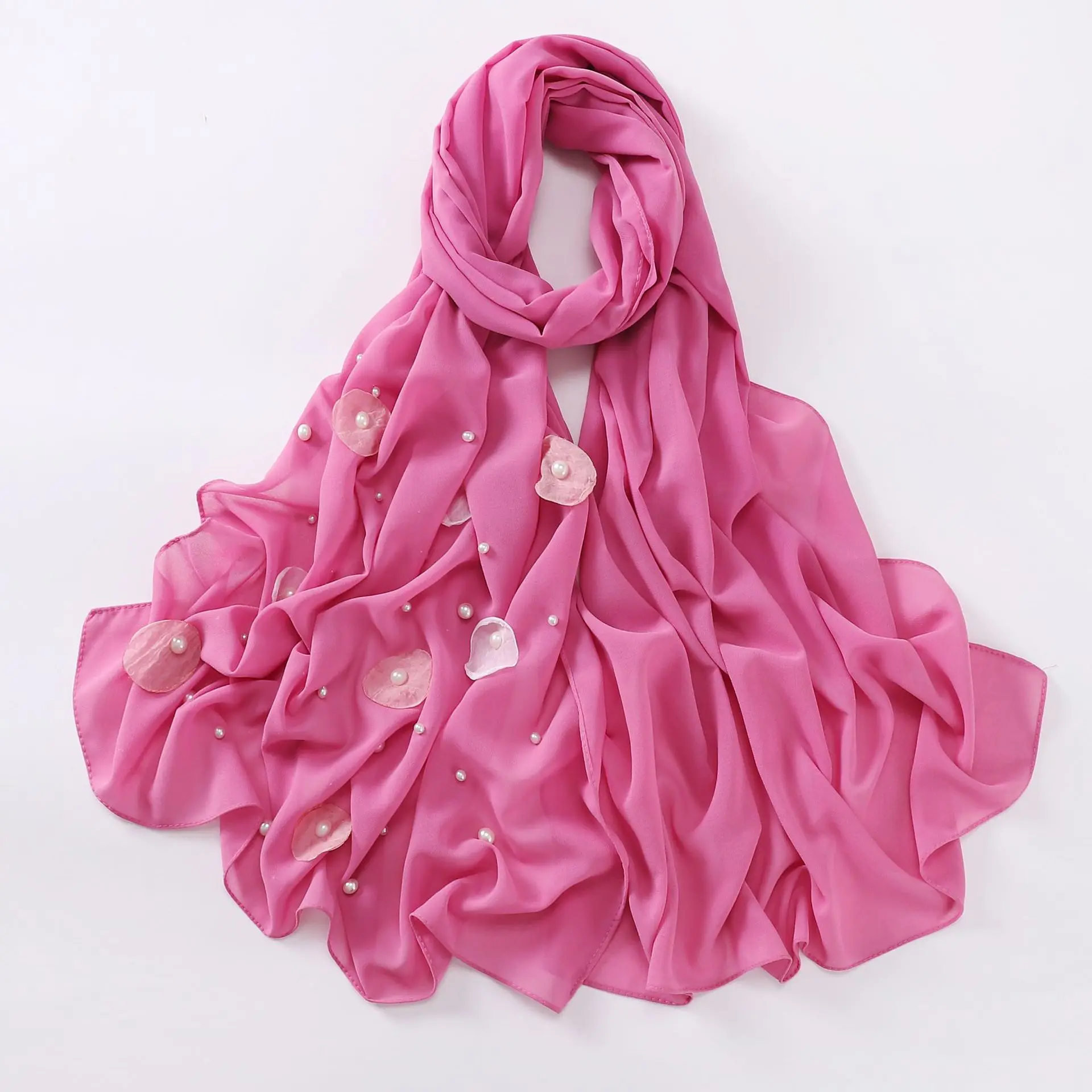 Premium Chiffon Hijab Muslim High Quality Scarf 180 cm X 70 cm Hijab With Flower Rhinestone