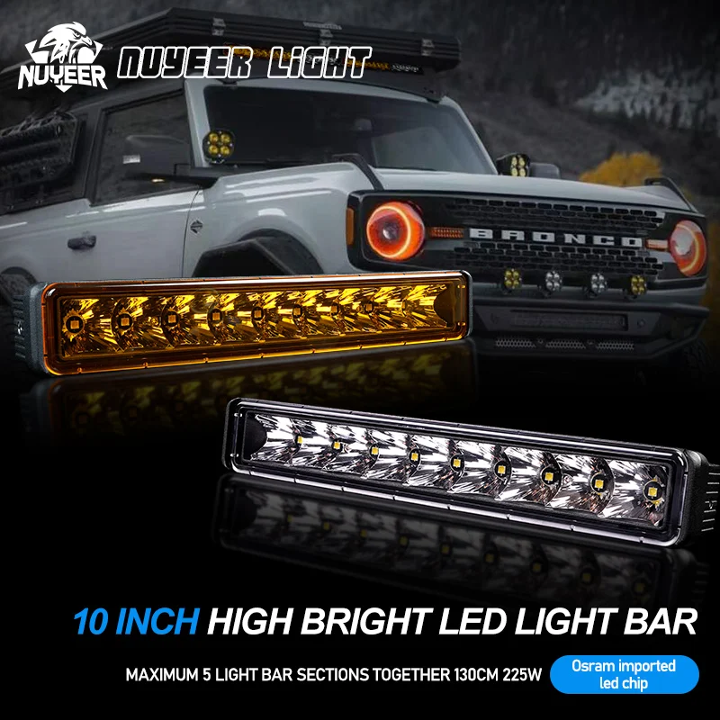 Single Row IP68 Waterproof Off Road Led Lighting Bar 45W 10 Inch 4x4 Car Led Light Bar for Vehicle UTV ATV Pickup