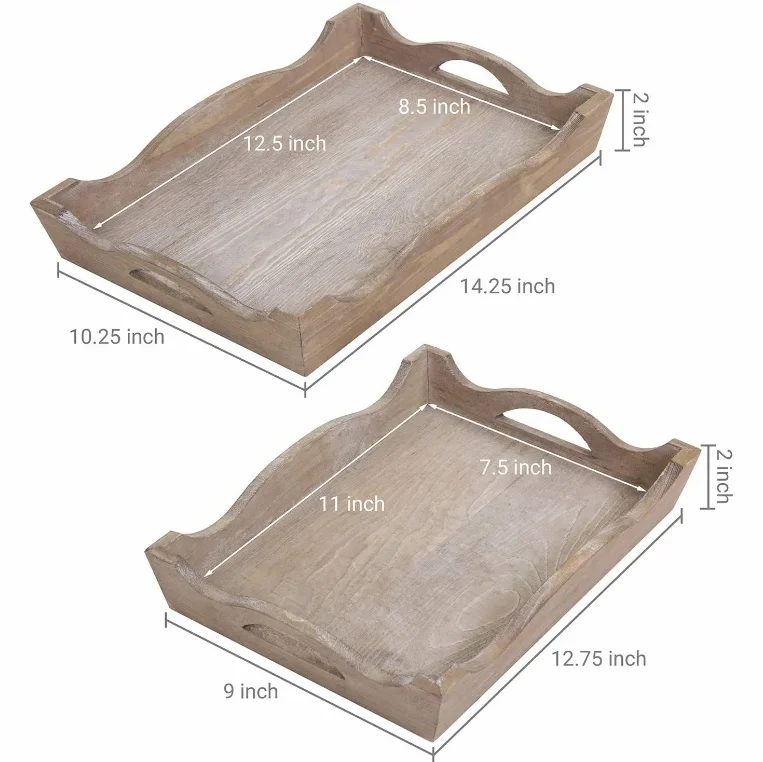 High Quality Vintage white wash wooden decorative trays breakfast tray