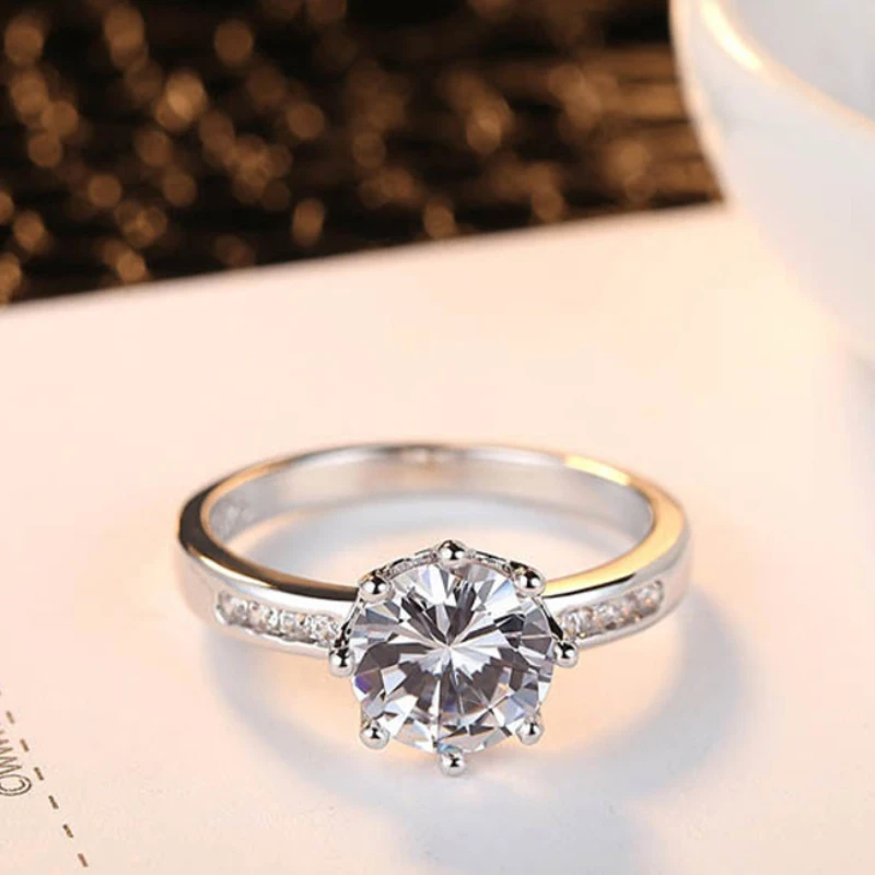 
2021 wholesale custom spot zircon platinum plated ring engraved ring men and women ring halo set 