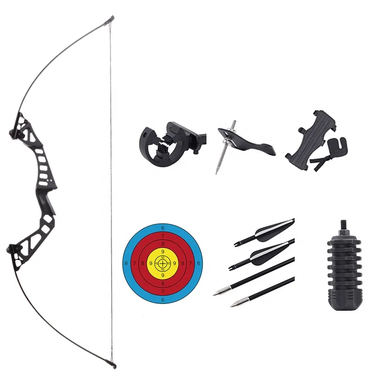 Archery Equipment Full Package Recurve Bow and Arrow Set with Sight Rest Stabilizer Target