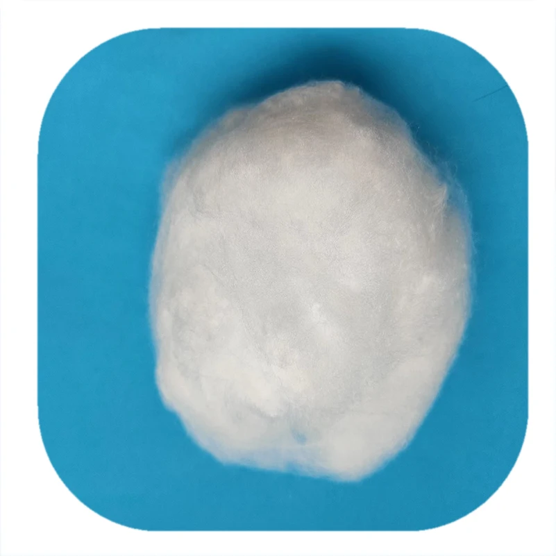 Hot sale good quality PET/PTT  bicomponent White 150mm recycled fiber for stuffing