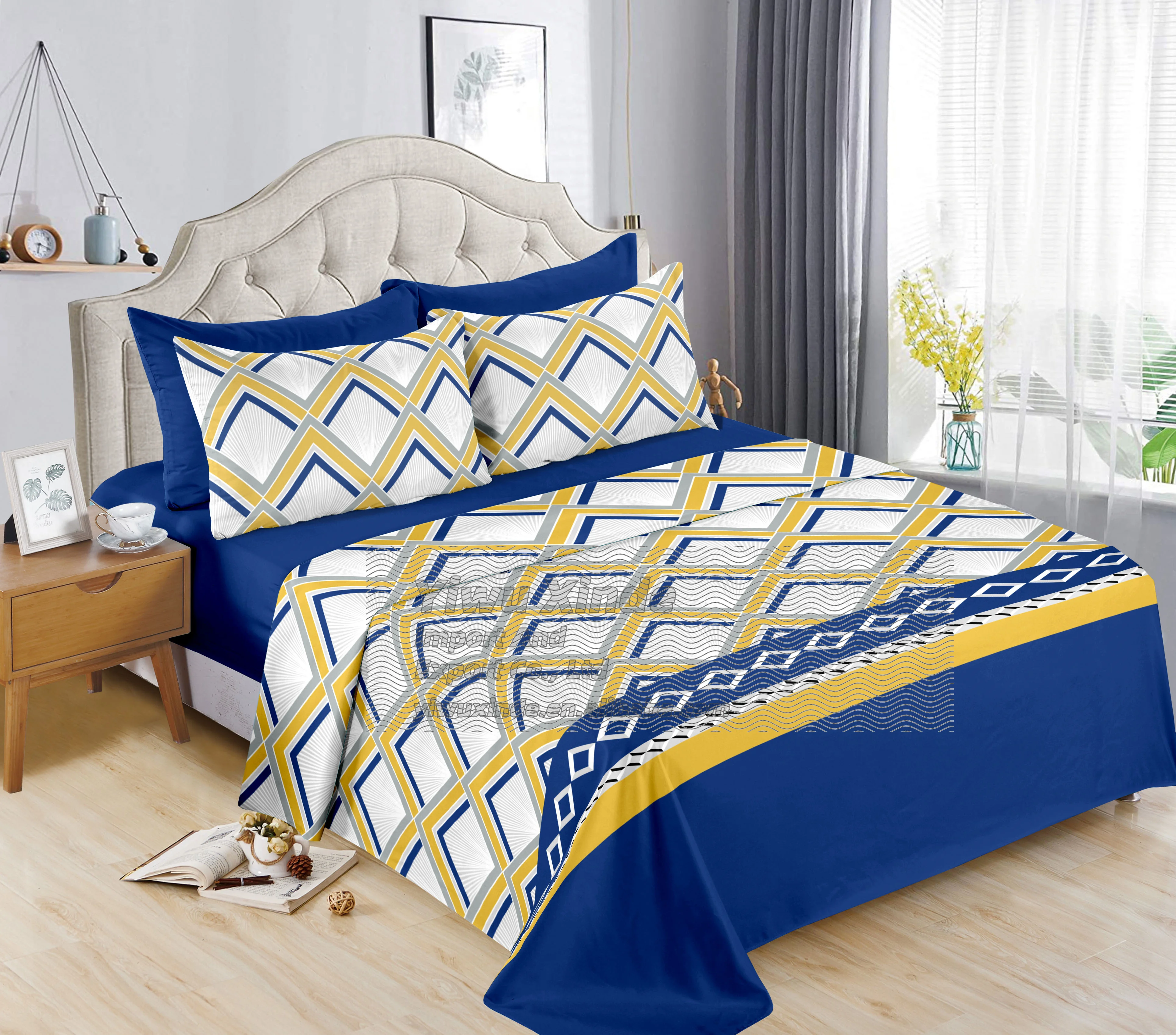 Ready to Ship 2200 Series 6Pieces Sheet Set with Pillowcases in King Size Microfiber 90-100GSM High Quality for Hotel