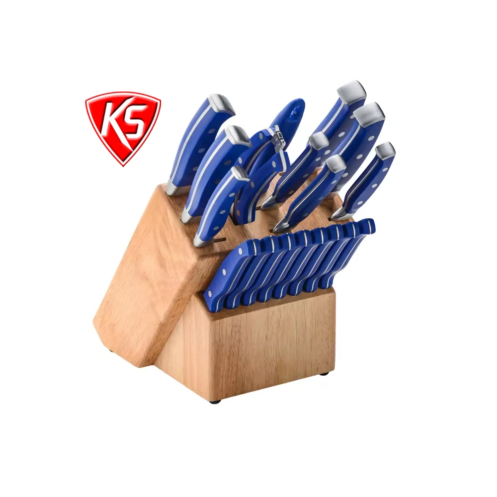 High quantity 19-Piece Kitchen Knife Set With Wooden Block Home Kitchen Cutlery set With Knife Sharpener & 8 Steak knives