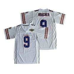 V Neck White #9 Mesh Fabric Sublimated American Football Jersey For Training