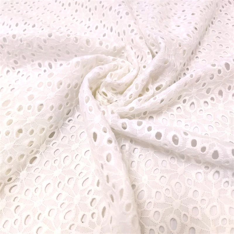 Popular Hot sale Undyed White 100% Cotton Fabric with Embroidery for Accessories