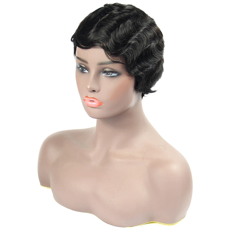 
Xuchang factory cheap brazilian hair wig, no chemical virgin machine made brazilian hair short wig 