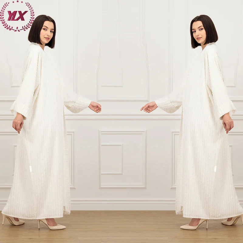 Custom Elegant White Embroidery Abaya Supplier Wholesale Latest Design 2023 Islamic Clothing Abaya Dubai With Pockets