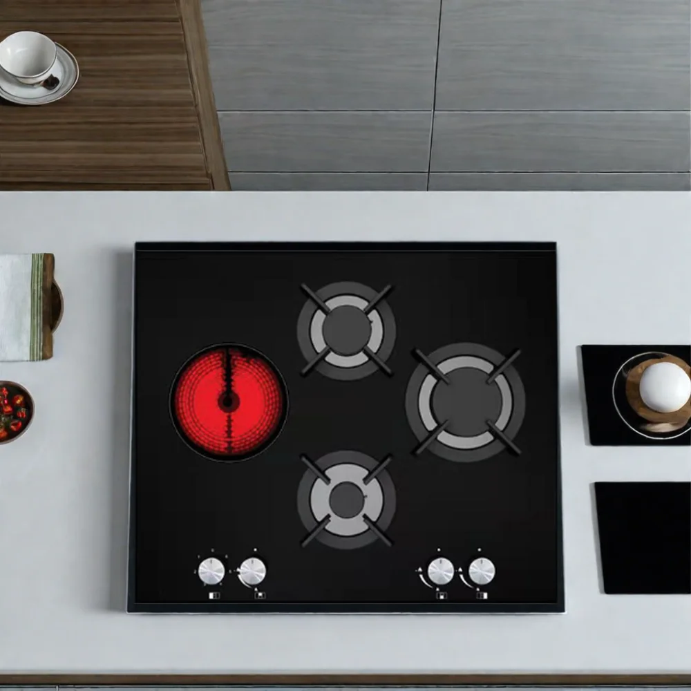 4-Burner Home Cooking Appliance Gas and Electric Cooktop with Built-In Ceramic Cooker for Household Use