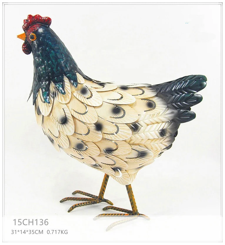 BETTER Hot Sales Garden Decor 3D Animal Sculpture Outdoor Vivid Metal Hen Ornament