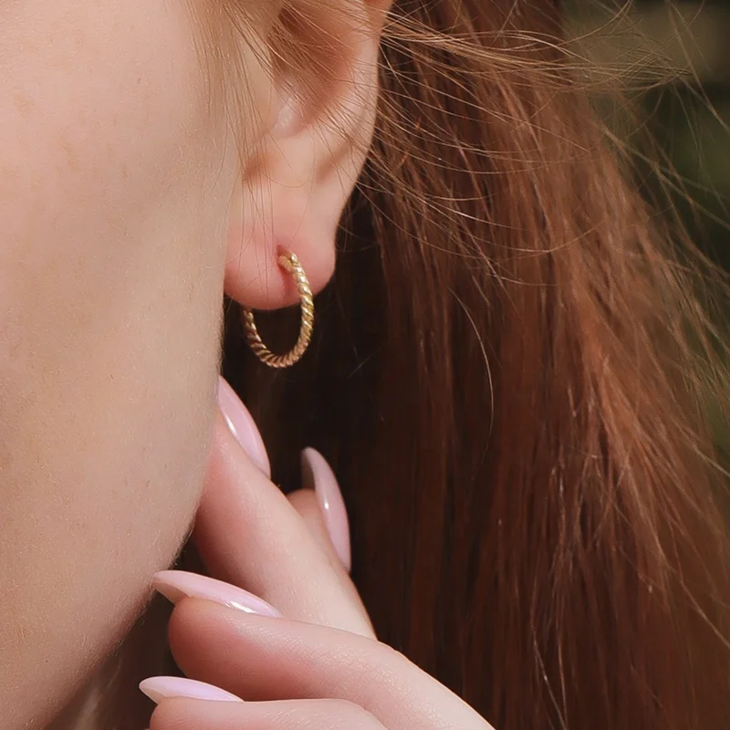 Popular Fashion Gold Hoop Earrings Gypsy Jewelry 925 Silver braid Twisted Hoop Earrings Women