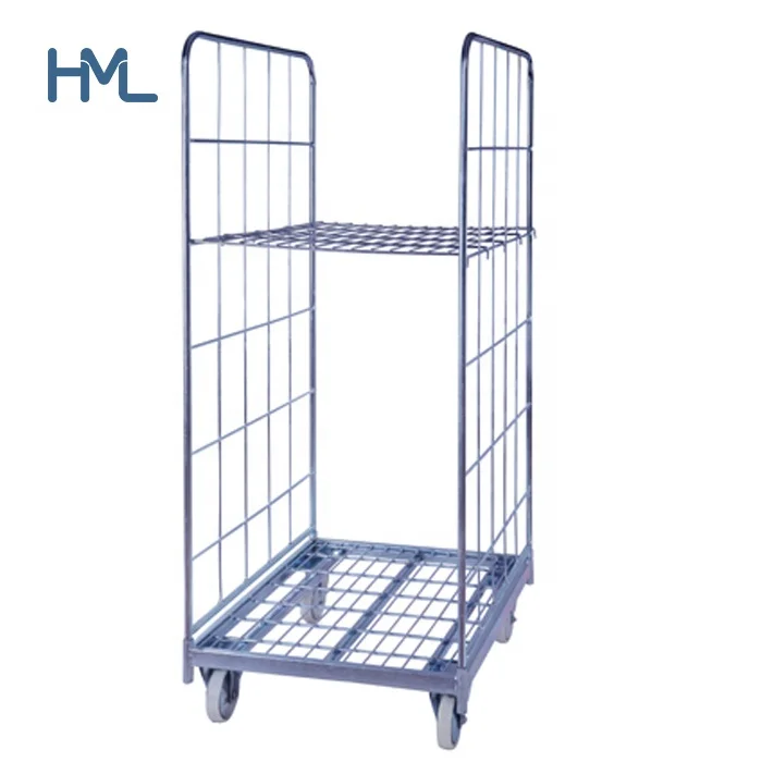 Складная металлическая складная тележка для хранения со стальной проволочной сеткой