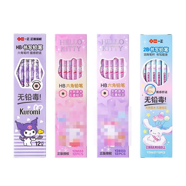 Cartoon Cute Stationery Melody Girls Pencil Sets 12pcs Writing Pen for Kids HB Pencil Test
