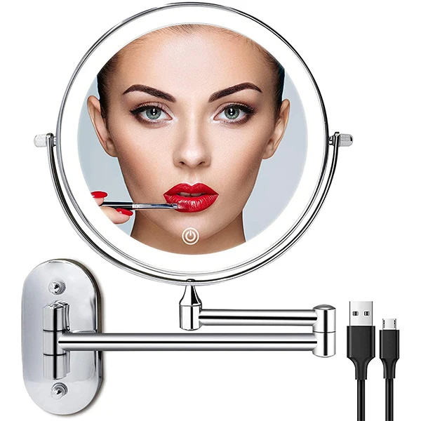8 Inch Rechargeable Wall Mounted Lighted Makeup Vanity Mirror