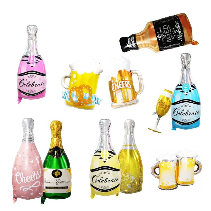 Лидер продаж, украшение для свадьбы, помолвки, дня рождения, бутылки, стеклянные фольгированные воздушные шары, большой алюминиевый шар
