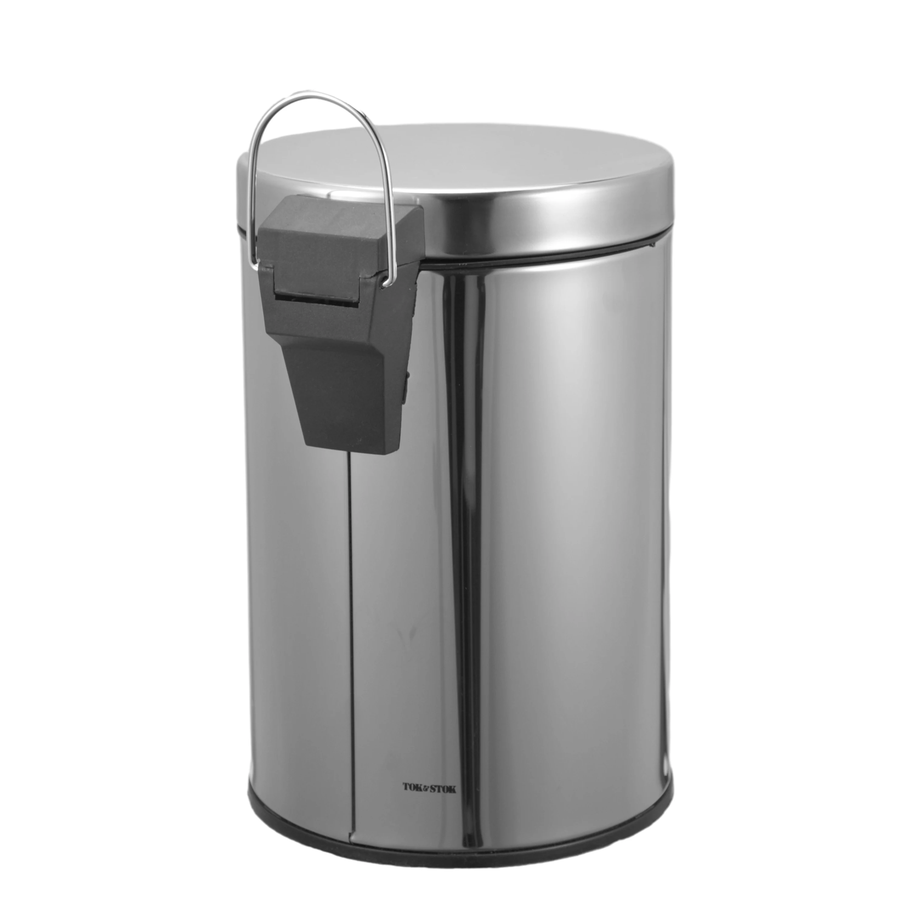 Mini mirror light metal pedal trash can for bathroom bedroom waste bin