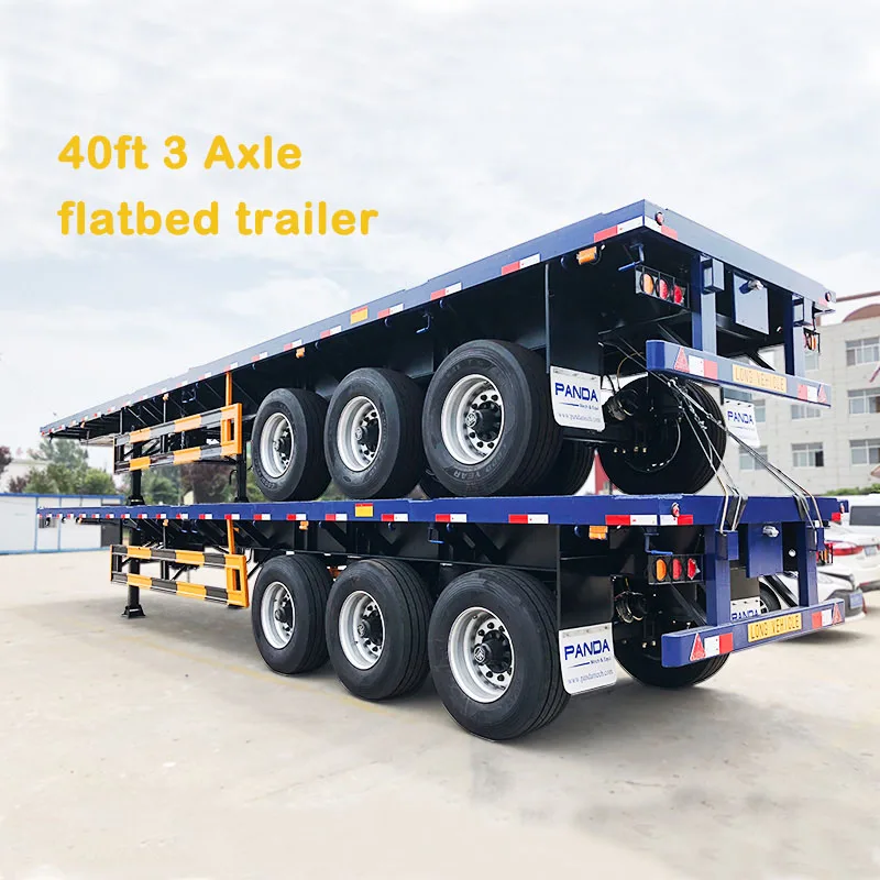 Steel Panda Lowbody Low Bed Semi Truck Trailer 50T Industrial Transport Flatbed Truck Semi Trailer Dot Aprooved 3axles 40ft