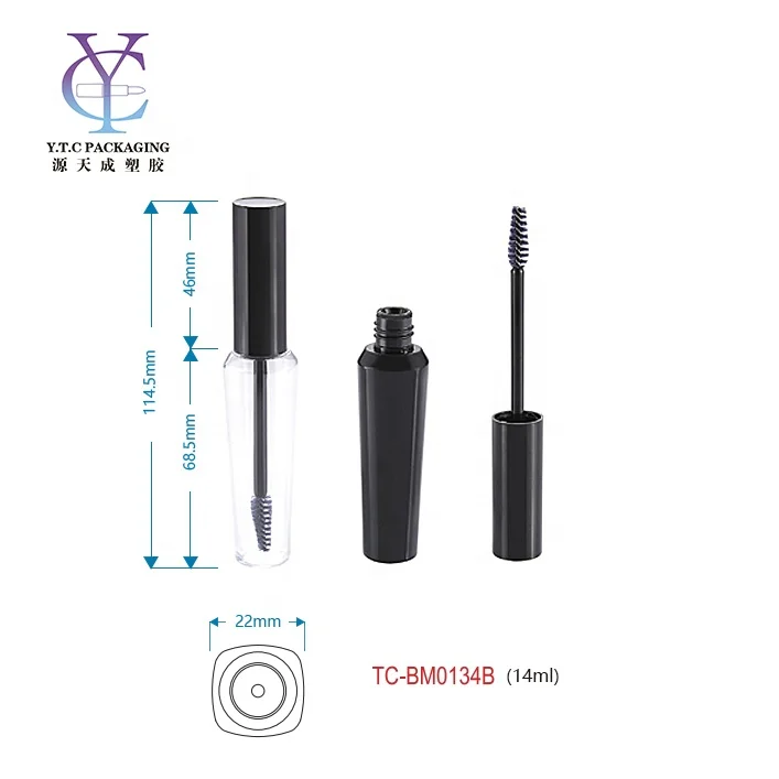 plastic empty mascara container round mascara wand bottle eyelash packaging tube with brush