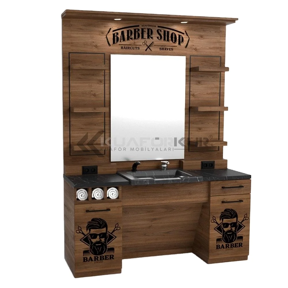 Hot Sale Hairdressing Mirror Station Spot Light Barbershop Unit Mirror Salon Station -Barber Station- Delivery on Time