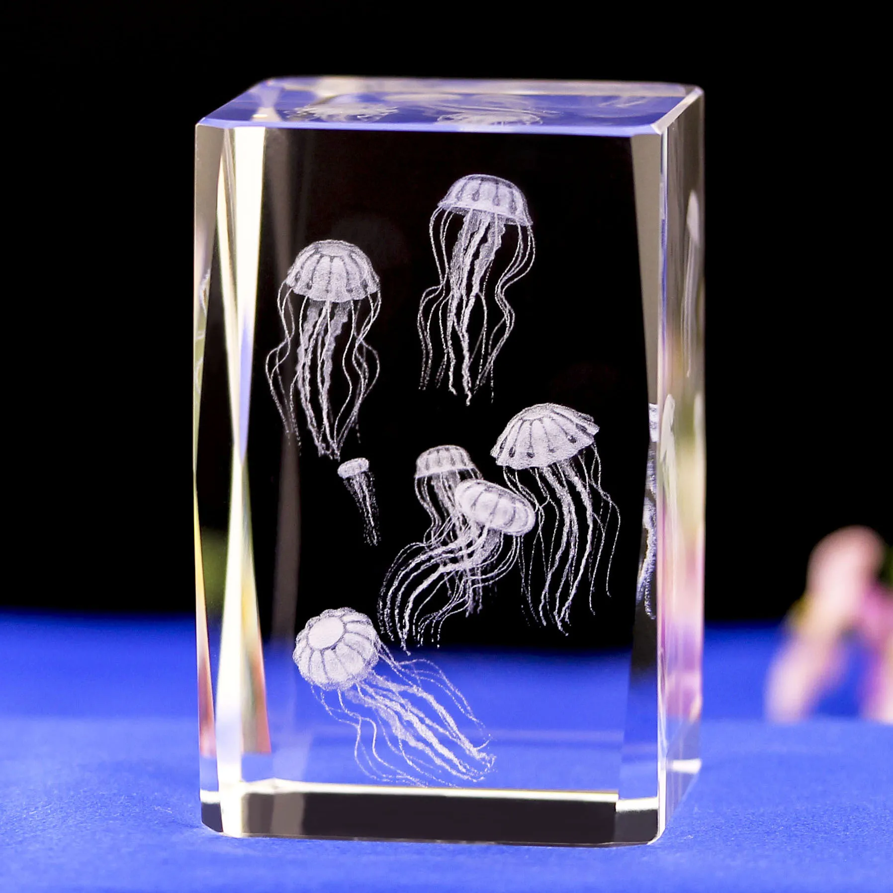 3d Laser Engraving Crystal Cube Sublimation Crystal Sea Animals Souvenir Jellyfish Crafts Valentine Wedding Ornaments gifts