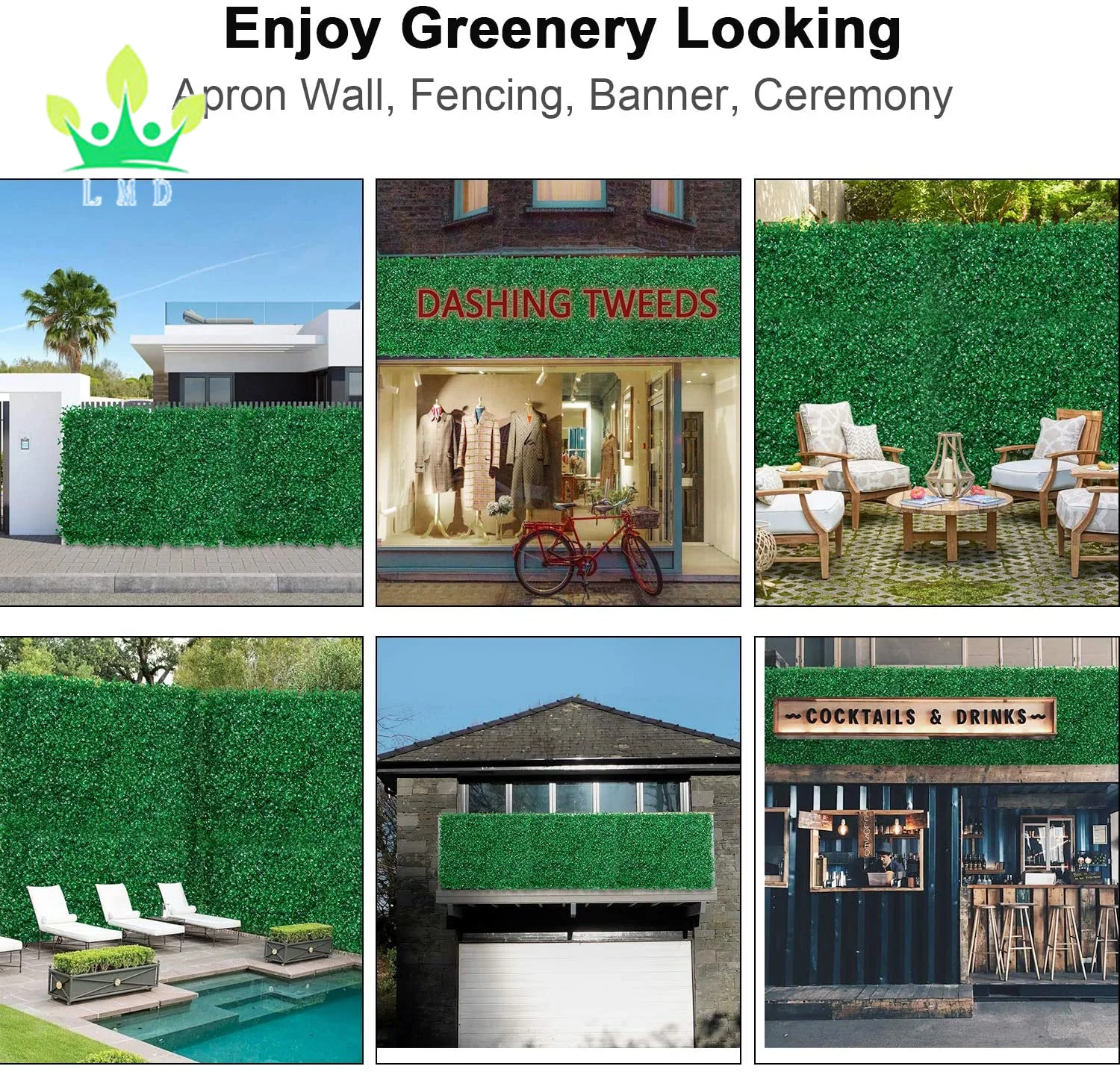 Artificial Boxwood Panels Topiary Hedge Plant Privacy Hedge Screen Artificial Plant Ivy Fence Wall