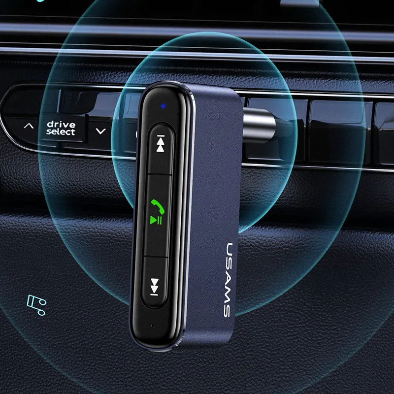 USAMS SJ519 3.5DC Mini Car Bluetooth Wireless Audio Music Receiver Stereo Handsfree Calls Connection FM Transmitters