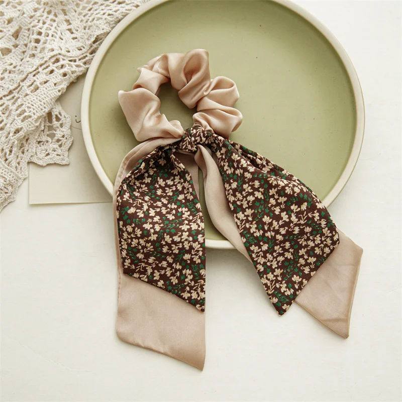 New Arrival Spring Large Double Layer Ribbon Hair Scrunchies Rabbit Ears Design High Elastic Hair Band Girls Hair Ties