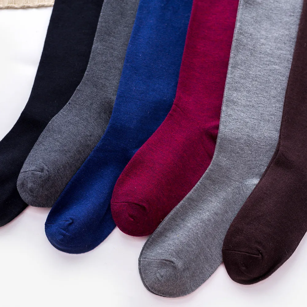 Custom Thigh High Socks Solid Color Women Wool Acrylic Over The Knee Long Polyester Socks For Girls