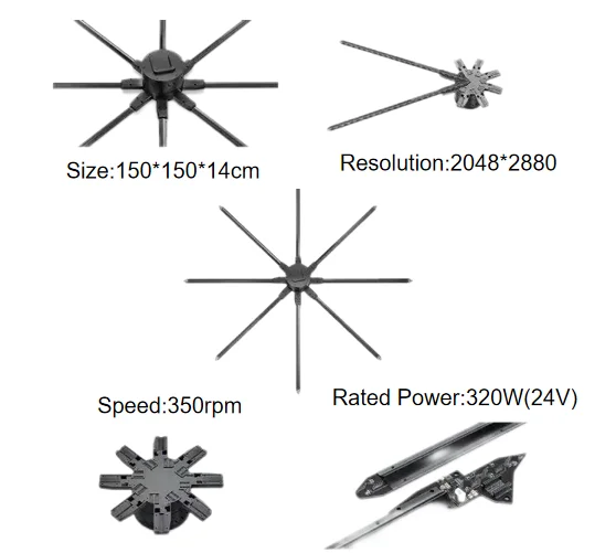 150cm Hologram Projector Projector 3D Led Fan 3D Video Hologram Display 3D Hologram Fan