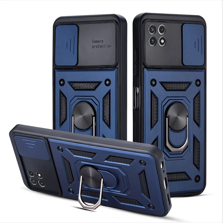 push window shockproof cell phone cover For Redmi 9c metal finger ring holder phone case